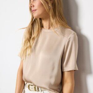 NEW Evereve Rylan Satin Top, Natural, XS